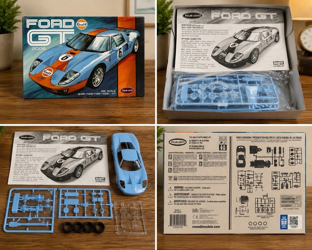 Polar Lights 2006 Ford GT Gulf 1/25 Snap Together Model Kit New